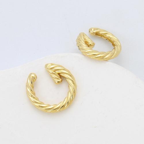 Латунь Серьга клип, Другое покрытие, ювелирные изделия моды, Золотой, не содержит никель, свинец, 12.30x12.60x2.20mm, продается Пара