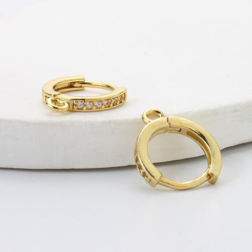 Messing Kreolen Zubehör, plattiert, DIY & Micro pave Zirkonia, goldfarben, frei von Nickel, Blei & Kadmium, 13.60x12x2mm, verkauft von Paar