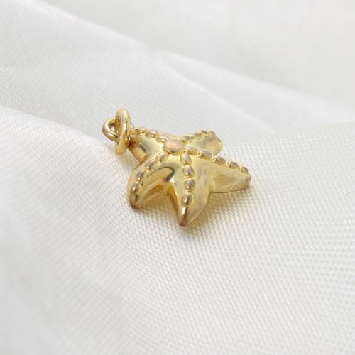 Colgantes de la joyería de cobre amarillo, metal, Estrella de Mar, chapado, Bricolaje, dorado, libre de níquel, plomo & cadmio, 13.40x12.30x3.50mm, Vendido por UD