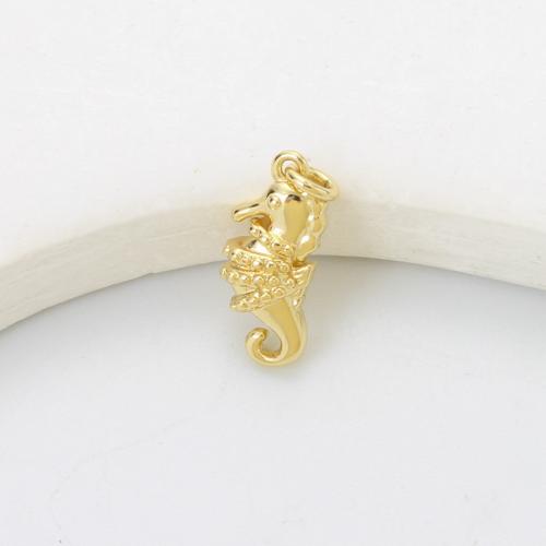 Colgantes de la joyería de cobre amarillo, metal, Caballito de mar, chapado, Bricolaje, dorado, libre de níquel, plomo & cadmio, 15x6.70x4.50mm, Vendido por UD