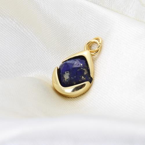 Bijoux Pendentifs en pierres gemmes, laiton, avec Pierre naturelle, Placage, DIY, plus de couleurs à choisir, protéger l'environnement, sans nickel, plomb et cadmium, 19x12x6.20mm, Vendu par PC