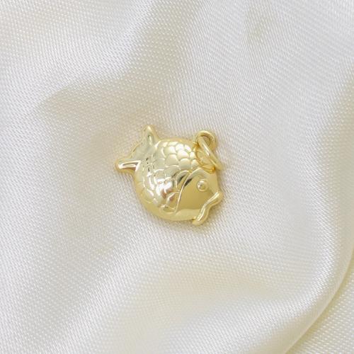 Colgantes de la joyería de cobre amarillo, metal, Pez, chapado, Bricolaje, dorado, libre de níquel, plomo & cadmio, 12x13x4.80mm, Vendido por UD