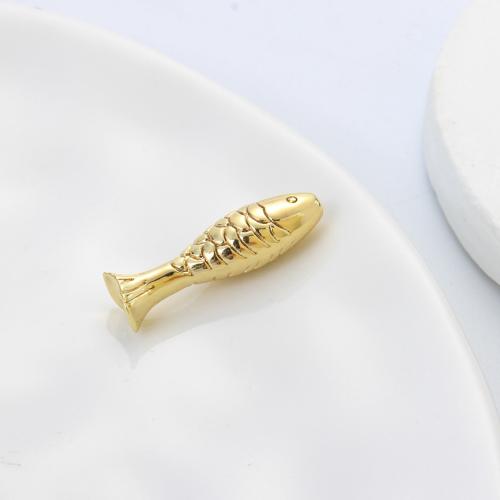 Colgantes de la joyería de cobre amarillo, metal, Pez, chapado, Bricolaje, dorado, libre de níquel, plomo & cadmio, 21x6.70x5.60mm, Vendido por UD