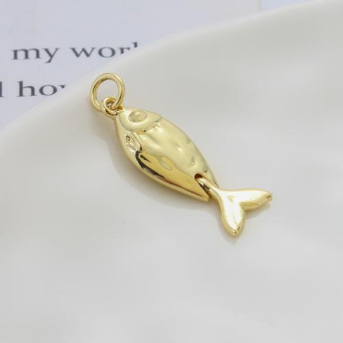 Colgantes de la joyería de cobre amarillo, metal, Pez, chapado, Bricolaje, dorado, libre de níquel, plomo & cadmio, 24.20x8.80x3.80mm, Vendido por UD