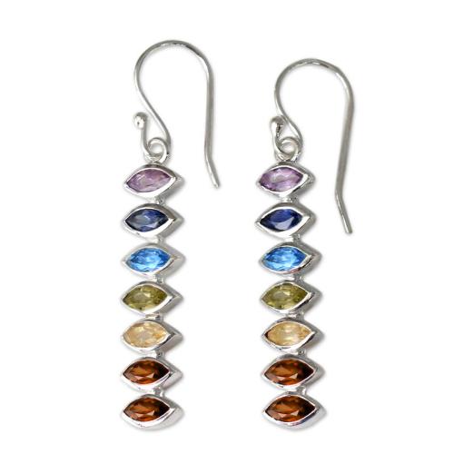 Brass Drop Earring, with Glass, plated, fashion jewelry & for woman, Sold By Pair