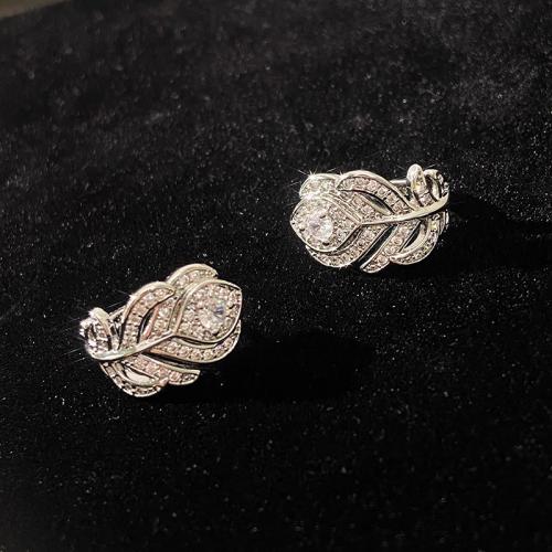 Cubic Zirconia Micro Pave Brass Earring, plated, fashion jewelry & micro pave cubic zirconia & for woman, Sold By Pair