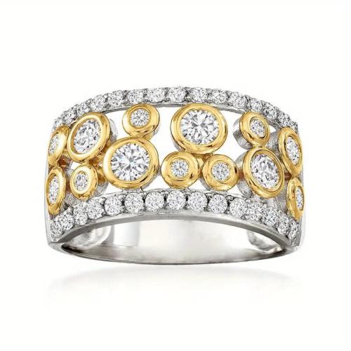 Cubic Zirconia Micro Pave Brass Ring, plated, different size for choice & micro pave cubic zirconia & for woman & two tone & hollow, Sold By PC