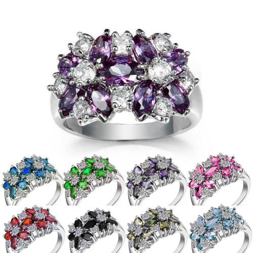 Cubic Zirconia Micro Pave Brass Ring, plated, different size for choice & micro pave cubic zirconia & for woman, more colors for choice, Sold By PC