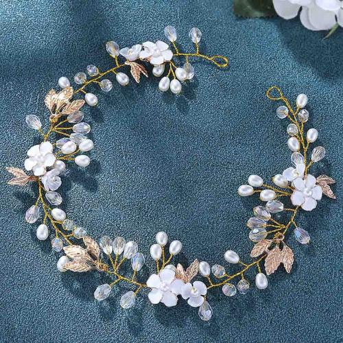 Bandeaux pour les cheveux, alliage de zinc, avec fil en laiton & coquille & cristal & perle de plastique, fait à la main, bijoux de mode & pour femme, plus de couleurs à choisir, Vendu par PC