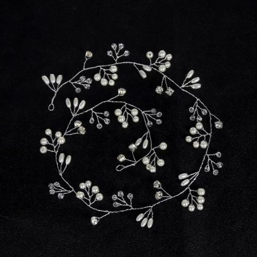 Волосы Венок, Железо, с Кристаллы & Пластиковая жемчужина, Связанный вручную, ювелирные изделия моды & различной длины для выбора & Женский, Много цветов для выбора, продается PC