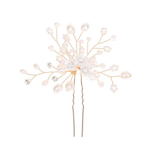 Bâton de cheveux, alliage de zinc, avec fil en laiton & argile de polymère & cristal & strass & perle de plastique, fait à la main, bijoux de mode & pour femme, plus de couleurs à choisir, 95x10.50mm, Vendu par PC