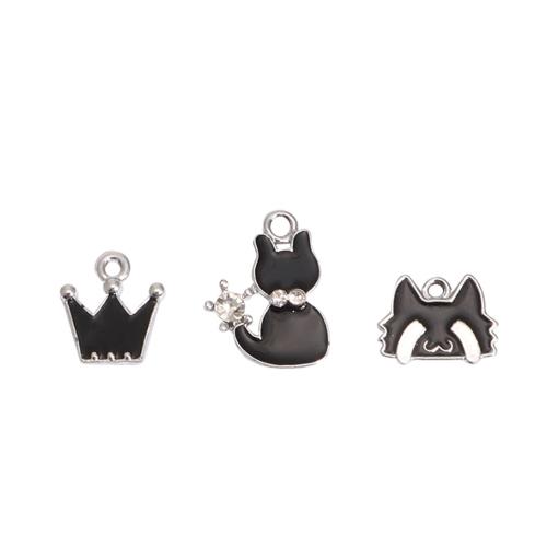 Zink-Legierung-Emaille-Anhänger, Zinklegierung, silberfarben plattiert, DIY & mit Strass, keine, 100PCs/Tasche, verkauft von Tasche