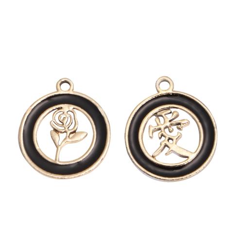 Zink-Legierung-Emaille-Anhänger, Zinklegierung, goldfarben plattiert, DIY & hohl, keine, 100PCs/Tasche, verkauft von Tasche