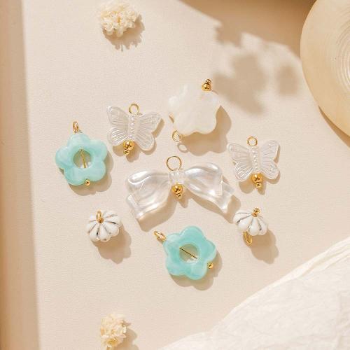 Acryl Anhänger, 304 Edelstahl, mit Acryl, goldfarben plattiert, DIY, keine, 10PCs/Tasche, verkauft von Tasche