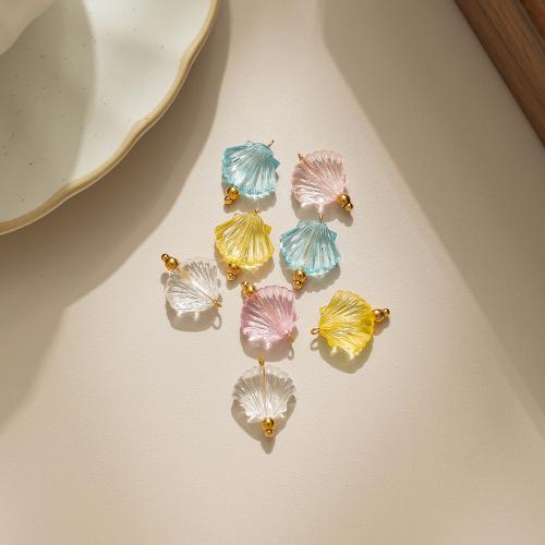 Acryl Anhänger, 304 Edelstahl, mit Acryl, Schale, goldfarben plattiert, DIY, keine, 10PCs/Tasche, verkauft von Tasche