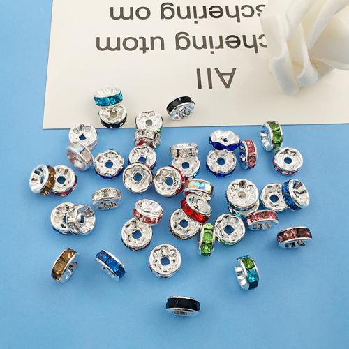 Разделитель бусин Рондель из цикового сплава, цинковый сплав, DIY & со стразами, Много цветов для выбора, продается PC