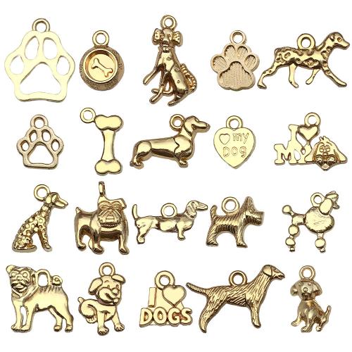 Pendentifs animaux en alliage de zinc, chien, plaqué de couleur d'or KC, DIY & styles différents pour le choix, Vendu par PC