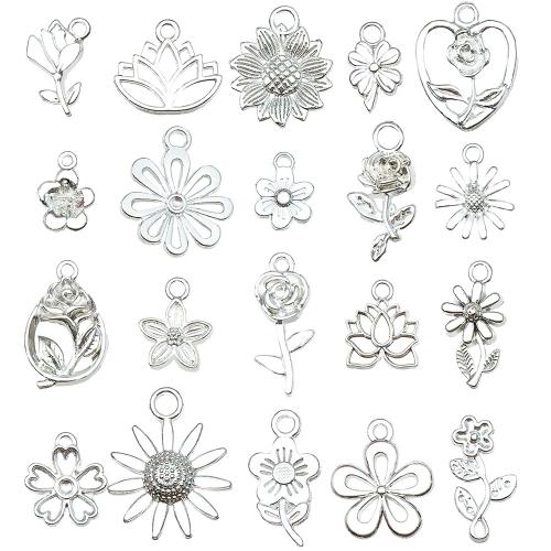 Zinklegierung Blume Anhänger, silberfarben plattiert, DIY & verschiedene Stile für Wahl, verkauft von PC