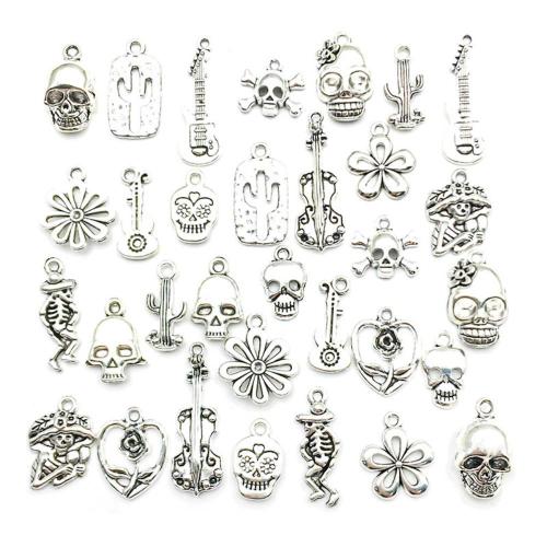 Zinklegierung Schädel Anhänger, antik silberfarben plattiert, DIY & verschiedene Stile für Wahl, verkauft von PC