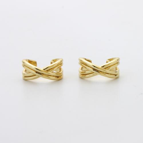 Messing Ohrring Clip, plattiert, Modeschmuck, goldfarben, frei von Nickel, Blei & Kadmium, 12.30x12.70x6mm, verkauft von Paar