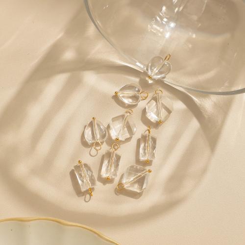 Pendentifs cristal, Acier inoxydable 304, avec cristal, Placage, DIY, transparent, 10PC/sac, Vendu par sac