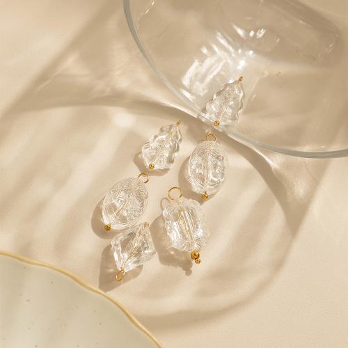 Pendentifs cristal, Acier inoxydable 304, avec cristal, Placage de couleur d'or, DIY, transparent, 10PC/sac, Vendu par sac