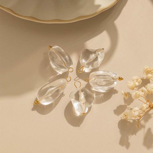 Pendentifs cristal, Acier inoxydable 304, avec cristal, Placage de couleur d'or, DIY, transparent, 10PC/sac, Vendu par sac