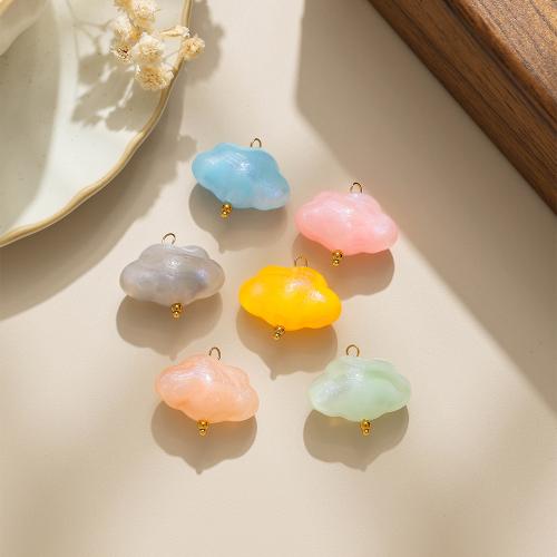 Pendentifs acryliques, Acier inoxydable 304, avec Acrylique, Nuage, Placage de couleur d'or, DIY, plus de couleurs à choisir, 10PC/sac, Vendu par sac