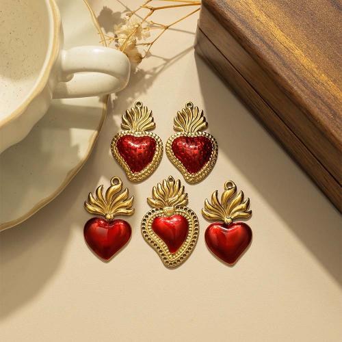 Acier inoxydable Coeur Pendentifs, Acier inoxydable 304, Placage de couleur d'or, DIY & émail, plus de couleurs à choisir, 10PC/sac, Vendu par sac