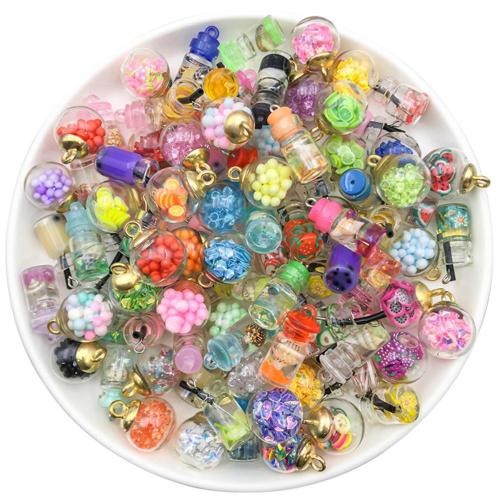 verre Pendentif, goutté d'époxy, DIY & styles différents pour le choix, couleurs mélangées, Vendu par PC