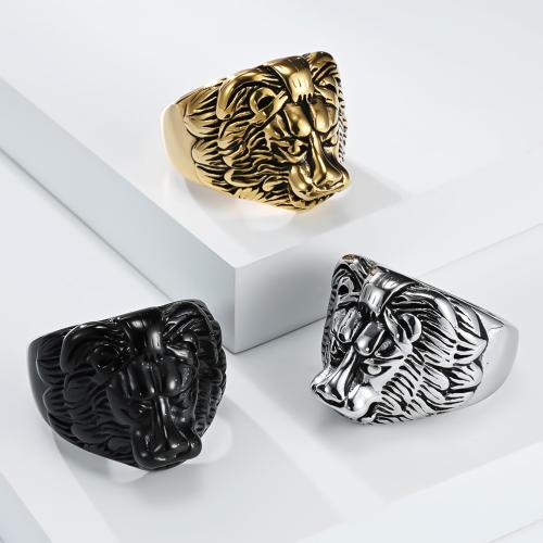 304 Stainless Steel Finger Ring, Lion, plated, different size for choice & for man, more colors for choice, US Ring Size:8-12, Sold By PC