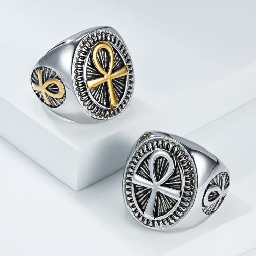 304 Edelstahl Fingerring, Kreuz, plattiert, verschiedene Größen vorhanden & für den Menschen, keine, Größe:7-13, verkauft von PC