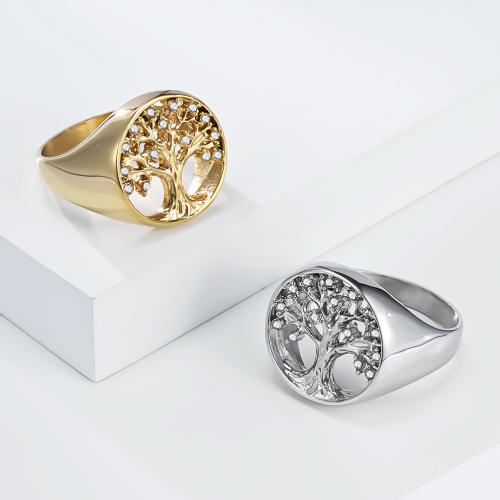 acero inoxidable 304 anillo, Árbol de la vida, chapado, diverso tamaño para la opción & para hombre & con diamantes de imitación, más colores para la opción, tamaño:5-10, Vendido por UD