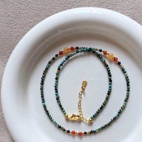 Natural Gemstone Necklace, Brass, with Seedbead & Natural Stone, plated, fashion jewelry, more colors for choice, nickel, lead & cadmium free, 150x100x80mm, Length:40 cm, Sold By PC