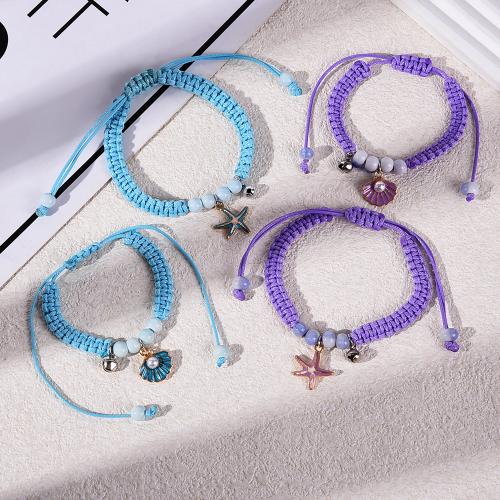 Fashion Create Wax Cord Bracelets, Tibetan Style, with Porcelain & Wax Cord, gold color plated, fashion jewelry & enamel, more colors for choice, 120x80x10mm, Sold By PC