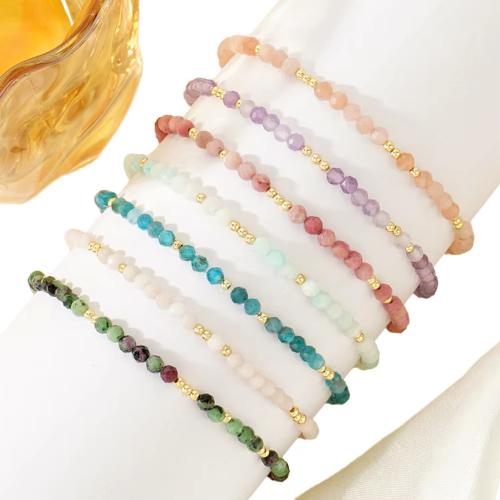 Gemstone Bracelets, Natural Stone, gold color plated, fashion jewelry, more colors for choice, Sold By PC
