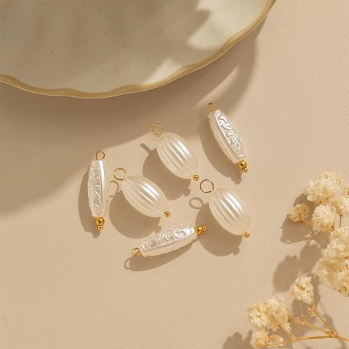 Colgantes de Plástico, acero inoxidable 304, con Perlas plásticas, chapado en color dorado, Bricolaje, más colores para la opción, 10PCs/Bolsa, Vendido por Bolsa