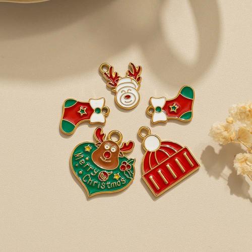 Bijoux pendentifs en acier inoxydable , Acier inoxydable 304, Placage de couleur d'or, Conception de Noël & DIY & émail, plus de couleurs à choisir, 10PC/sac, Vendu par sac