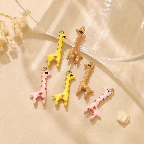 Acier inoxydable animaux Pendentifs, Acier inoxydable 304, Girafe, Placage, DIY & émail, plus de couleurs à choisir, 12x23mm, 10PC/sac, Vendu par sac