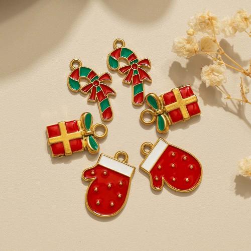 Bijoux pendentifs en acier inoxydable , Acier inoxydable 304, Placage, Conception de Noël & DIY & émail, plus de couleurs à choisir, 10PC/sac, Vendu par sac