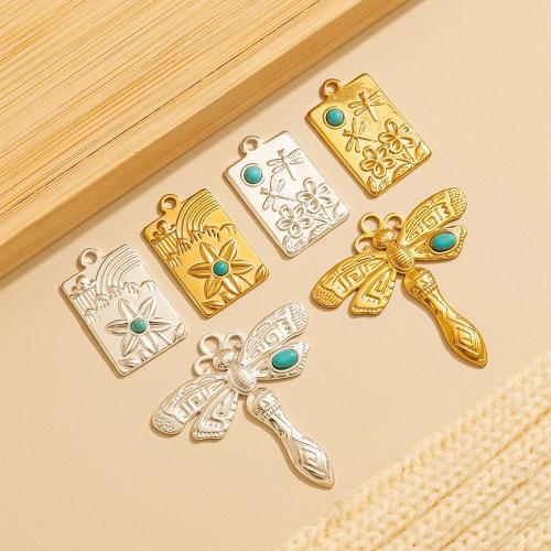 Bijoux Pendentifs en pierres gemmes, Acier inoxydable 304, avec Pierre naturelle, Placage, DIY, plus de couleurs à choisir, 10PC/sac, Vendu par sac