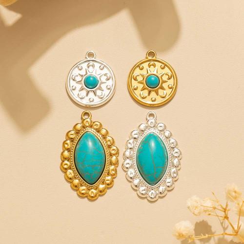 Bijoux Pendentifs en pierres gemmes, Acier inoxydable 304, avec Pierre naturelle, Placage, DIY, plus de couleurs à choisir, 10PC/sac, Vendu par sac