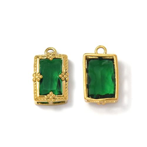 Crystal Pendants, 304 Stainless Steel, with Crystal, gold color plated, DIY, mixed colors, 10PCs/Bag, Sold By Bag