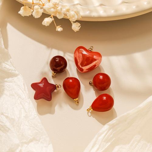 Pendentifs acryliques, Acier inoxydable 304, avec Acrylique, Placage de couleur d'or, DIY, couleurs mélangées, 10PC/sac, Vendu par sac