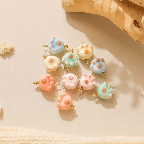Polymer Clay Pendants, 304 Stainless Steel, with Polymer Clay, Claw, gold color plated, DIY, more colors for choice, 10PCs/Bag, Sold By Bag