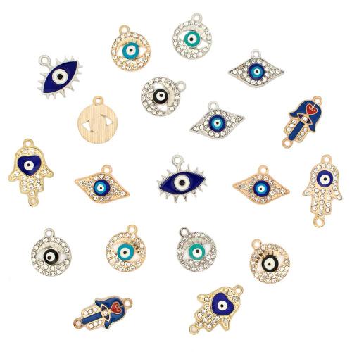 Evil Eye Anhänger, Zinklegierung, goldfarben plattiert, DIY & Emaille & mit Strass, keine, 100PCs/Tasche, verkauft von Tasche