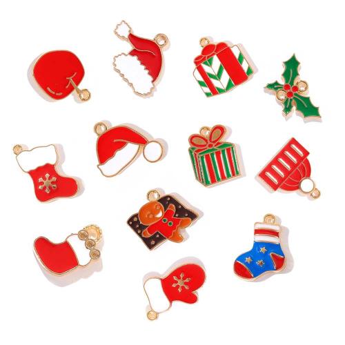 Colgantes de Aleación de Zinc Estilo Navidad, chapado en color dorado, Diseño de Navidad & Bricolaje & esmalte, más colores para la opción, 100PCs/Bolsa, Vendido por Bolsa