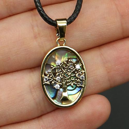 Shell Necklace, with PU Leather & Brass, Oval, gold color plated, fashion jewelry & Unisex & with rhinestone, more colors for choice, Length:Approx 19 Inch, Sold By PC