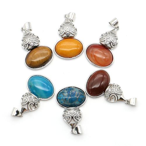 Bijoux Pendentifs en pierres gemmes, pierre gemme, avec alliage de zinc, calebasse, Placage, DIY & différents matériaux pour le choix & avec strass, 44x28mm, Vendu par PC