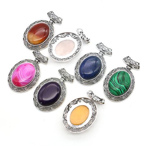 Bijoux Pendentifs en pierres gemmes, pierre gemme, avec laiton, ovale, Placage, DIY & différents matériaux pour le choix, 73x47mm, Vendu par PC